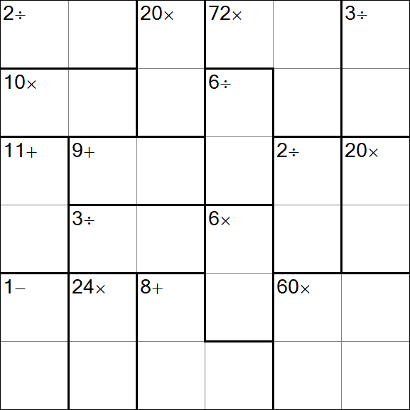 Calcudoku - Hard