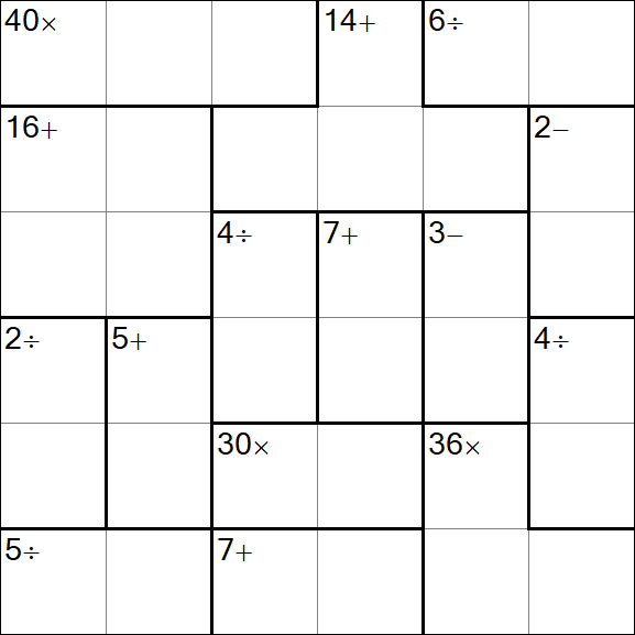 Calcudoku - Difficile