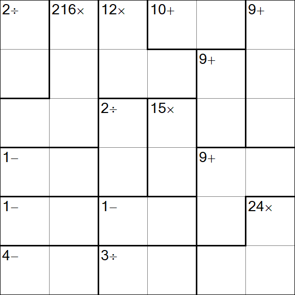 Calcudoku - Difficile