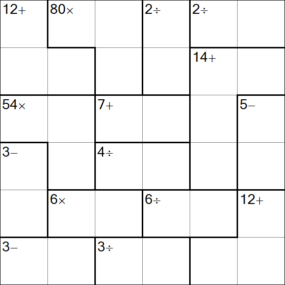 Calcudoku - Difficile
