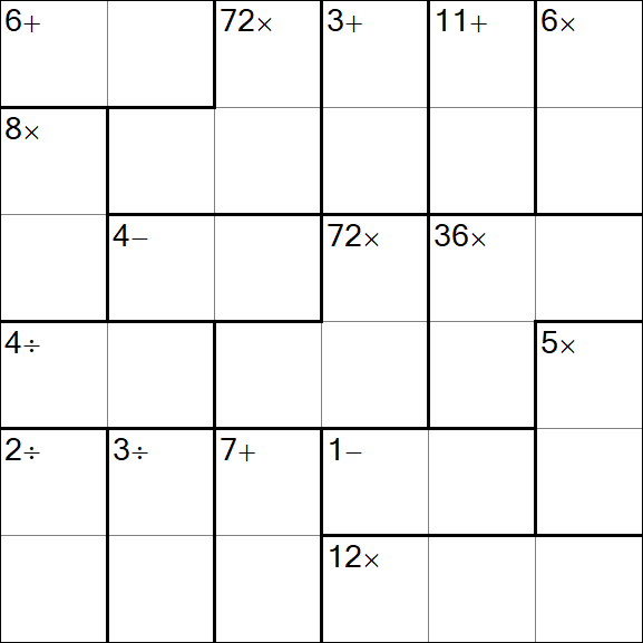 Calcudoku - Hard
