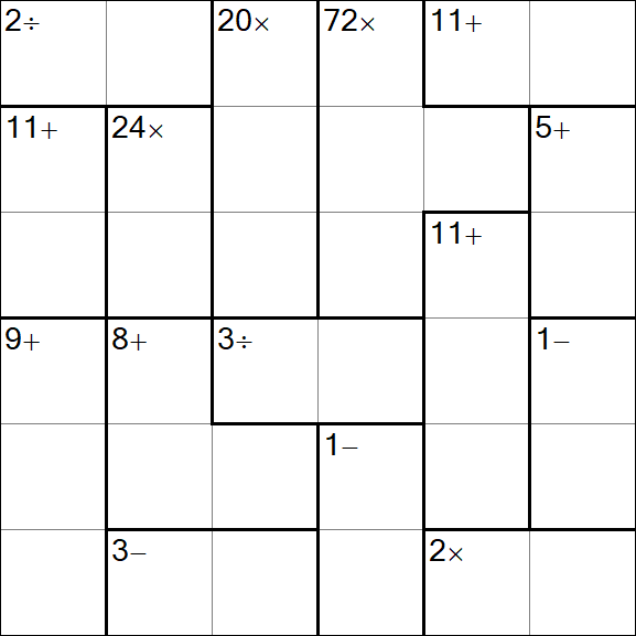 Calcudoku - Difficile