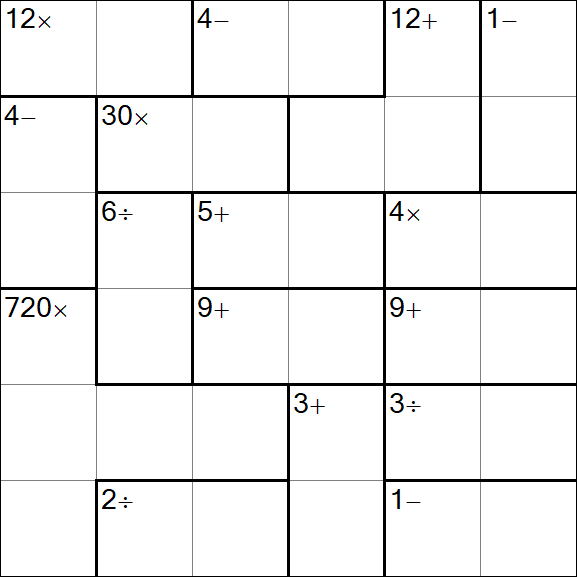 Calcudoku - Hard