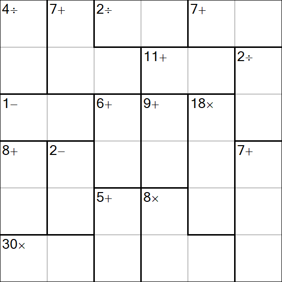 Calcudoku - Schwierig