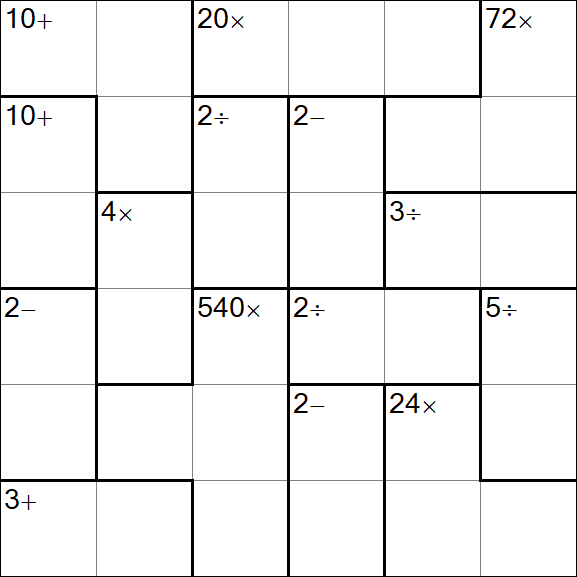Calcudoku - Hard