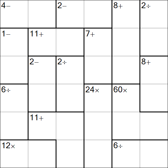 Calcudoku - Hard
