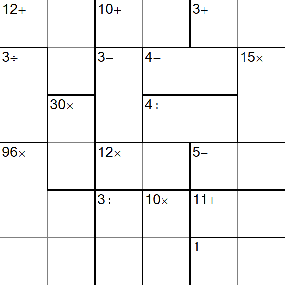 Calcudoku - Difficile