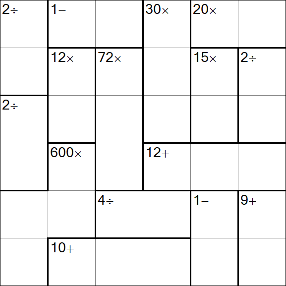 Calcudoku - Difficile