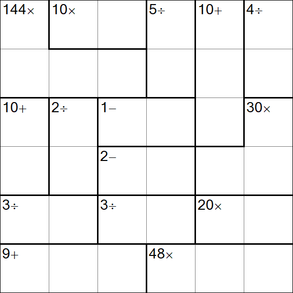 Calcudoku - Difficile