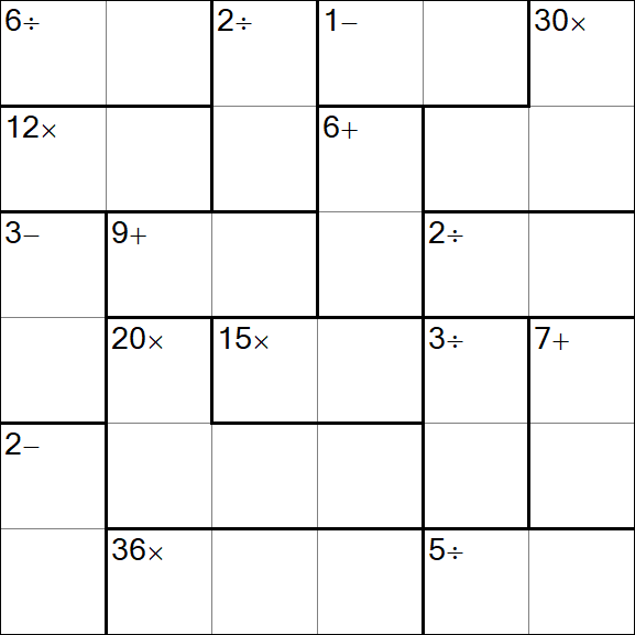 Calcudoku - Difficile