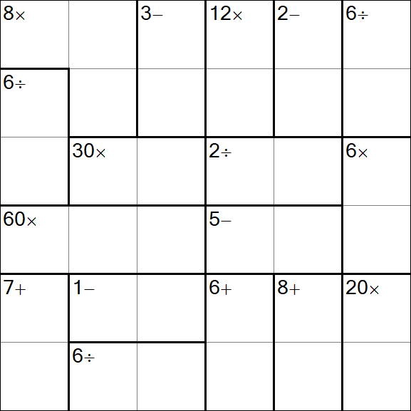 Calcudoku - Difficile