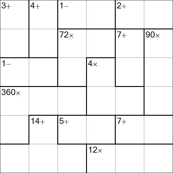 Calcudoku - Difficile