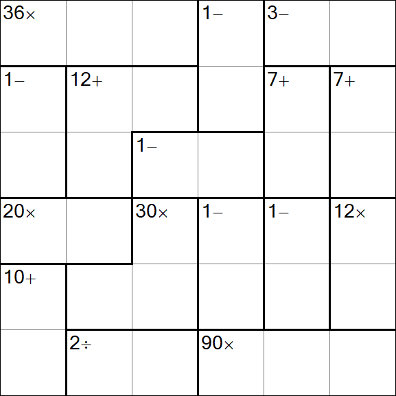 Calcudoku - Difficile