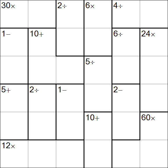 Calcudoku - Difficile