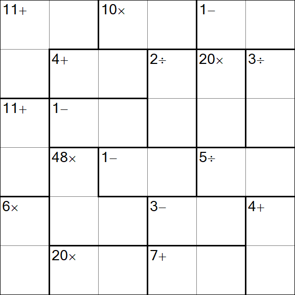 Calcudoku - Difficile