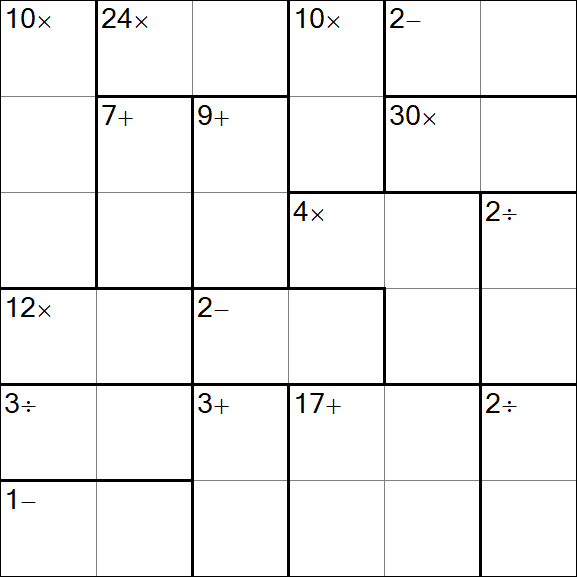 Calcudoku - Difficile