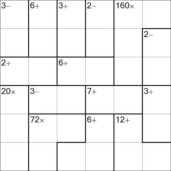 Calcudoku - Difficile