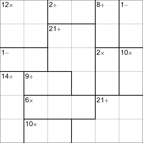 Calcudoku - Difficile