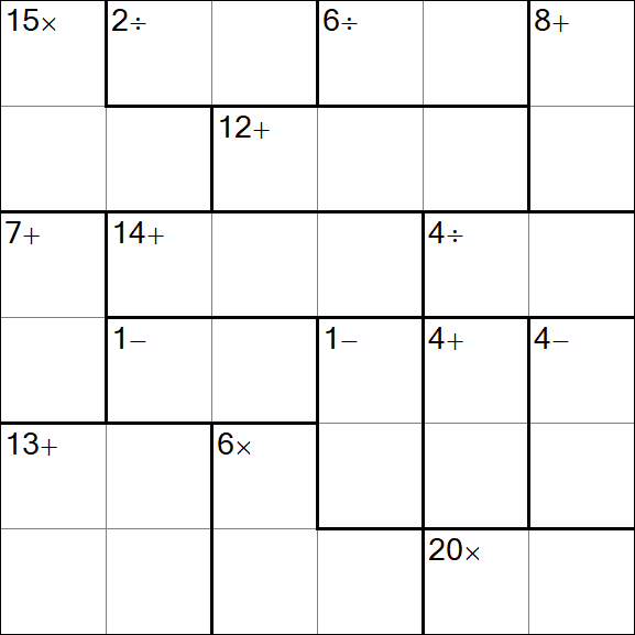 Calcudoku - Difficile