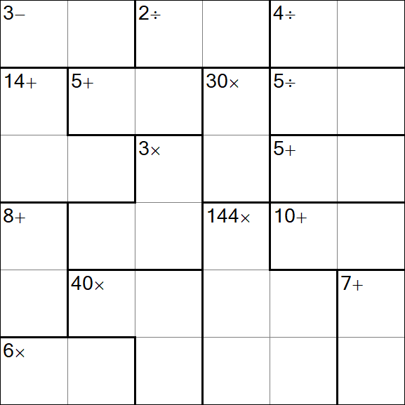 Calcudoku - Difficile
