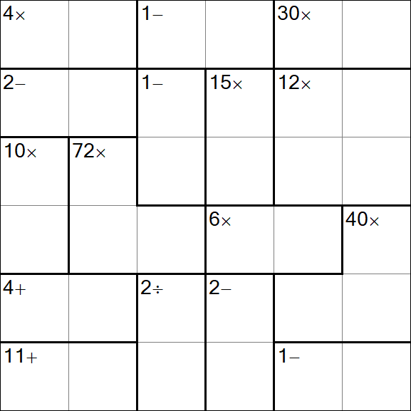 Calcudoku - Difficile