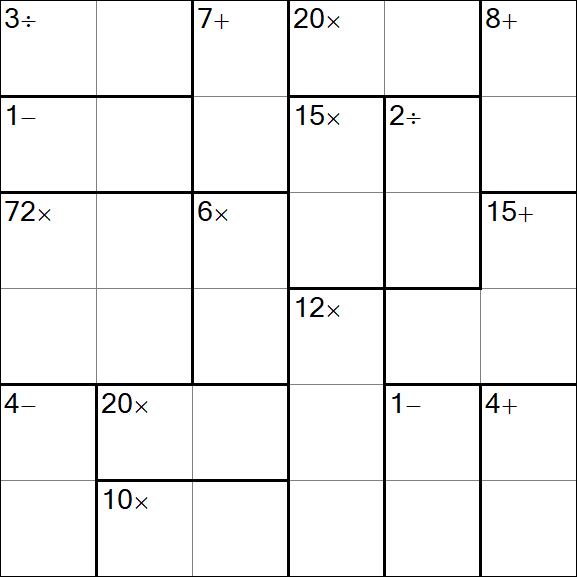 Calcudoku - Difficile