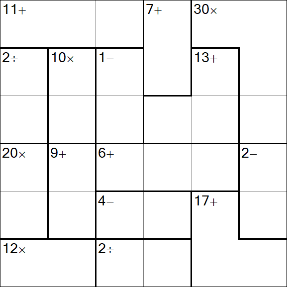 Calcudoku - Difficile