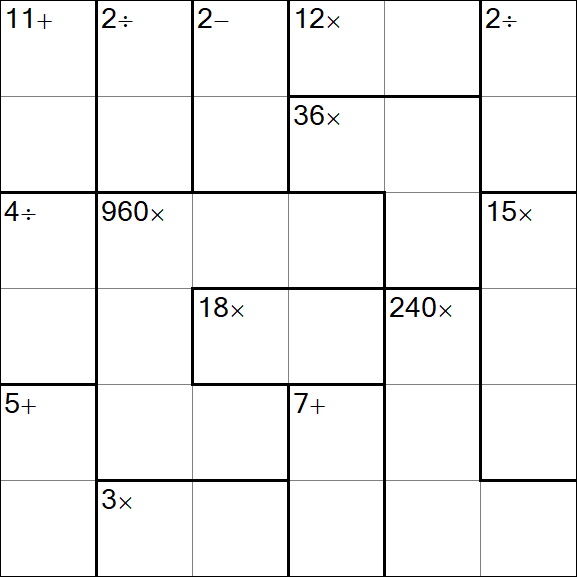 Calcudoku - Difficile