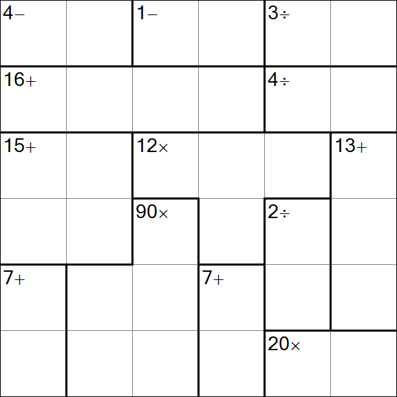 Calcudoku - Difficile