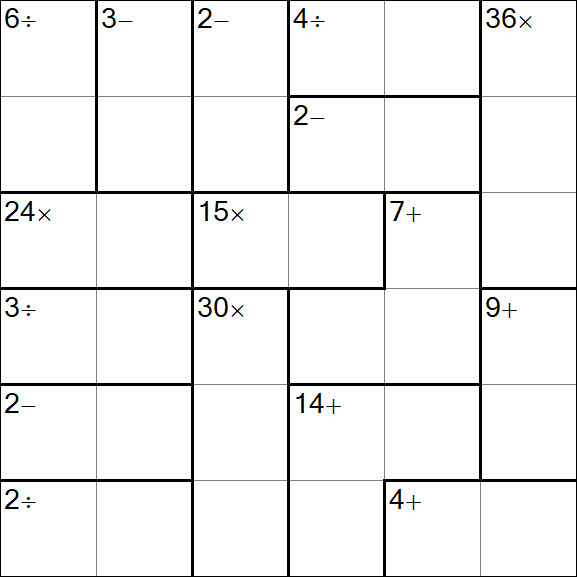 Calcudoku - Difficile