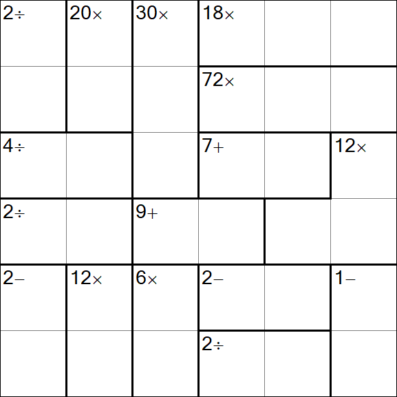 Calcudoku - Difficile