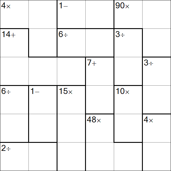 Calcudoku - Difficile