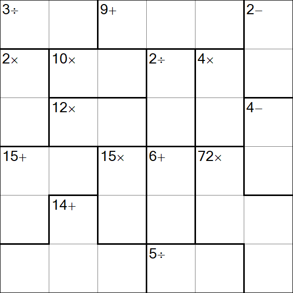 Calcudoku - Difficile