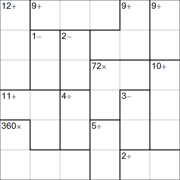 Calcudoku - Difficile