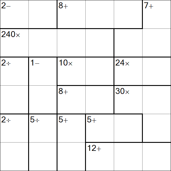 Calcudoku - Difficile