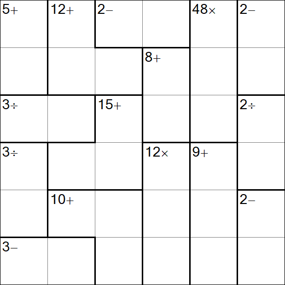 Calcudoku - Difficile