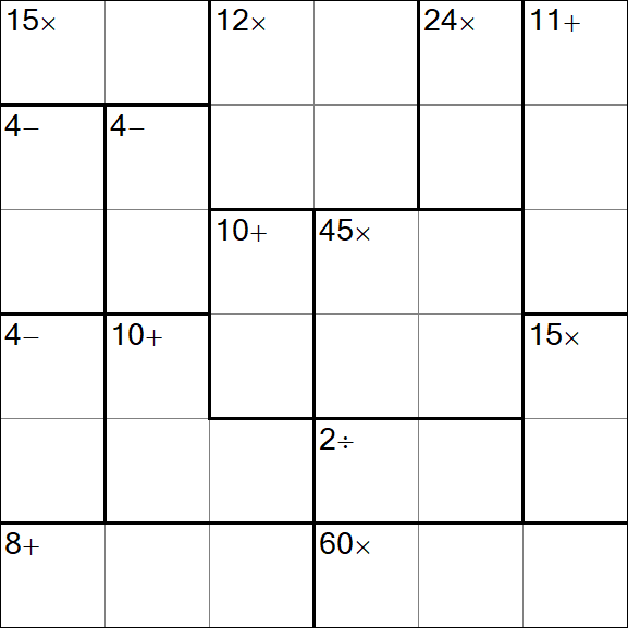 Calcudoku - Difficile