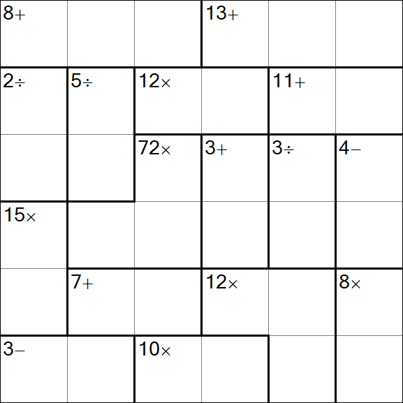 Calcudoku - Difficile