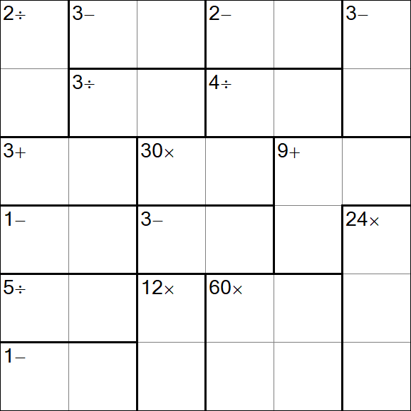 Calcudoku - Difficile