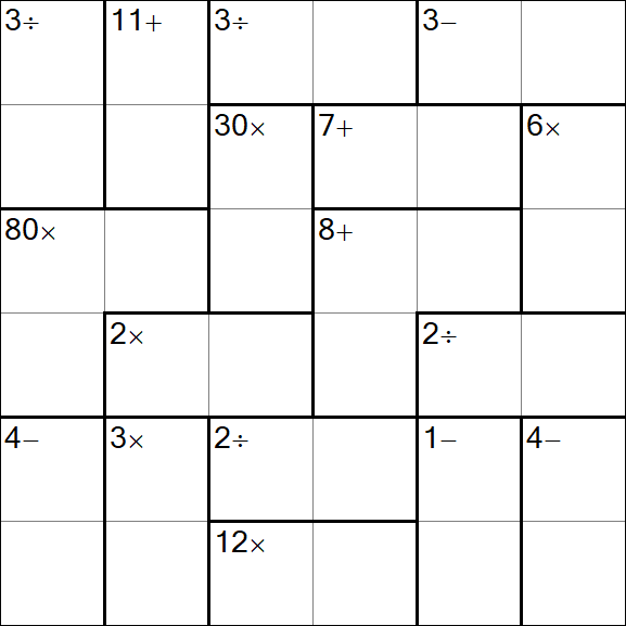 Calcudoku - Difficile