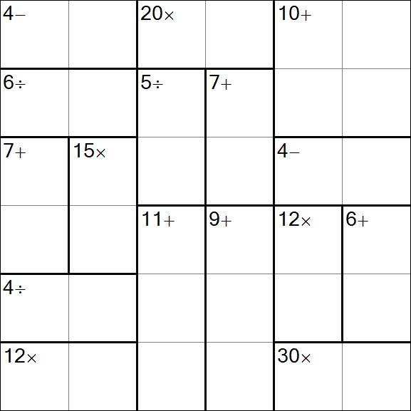 Calcudoku - Difficile