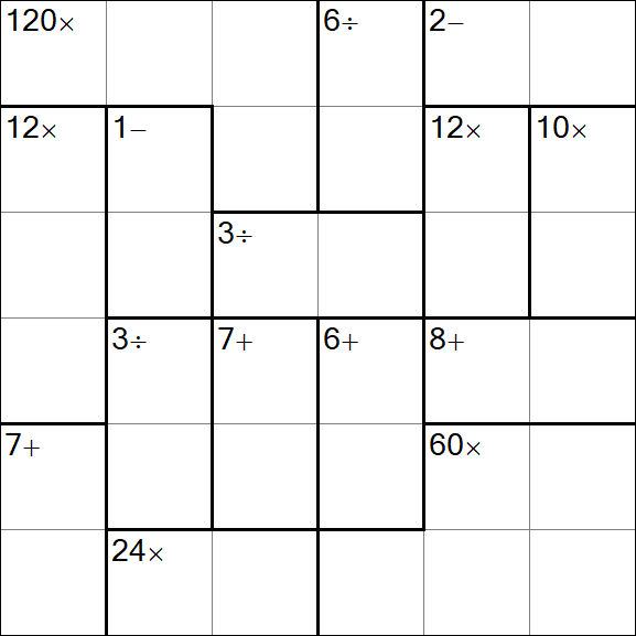 Calcudoku - Difficile