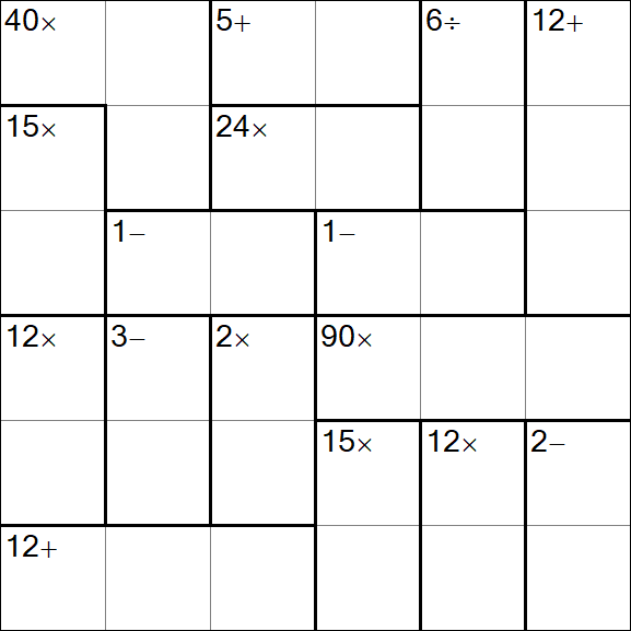 Calcudoku - Difficile