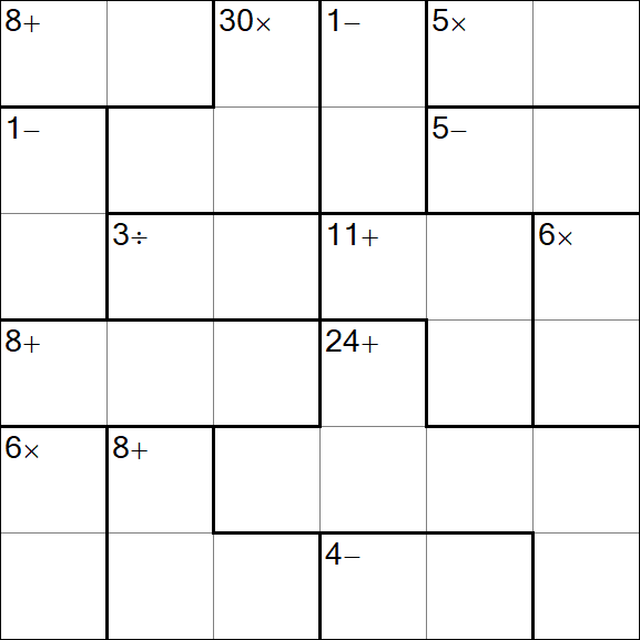 Calcudoku - Difficile