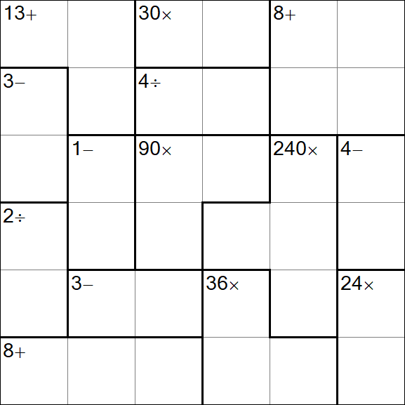 Calcudoku - Difficile