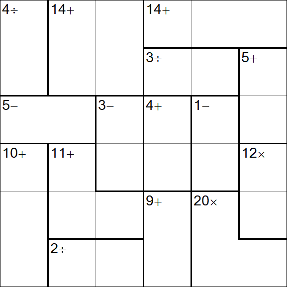 Calcudoku - Difficile