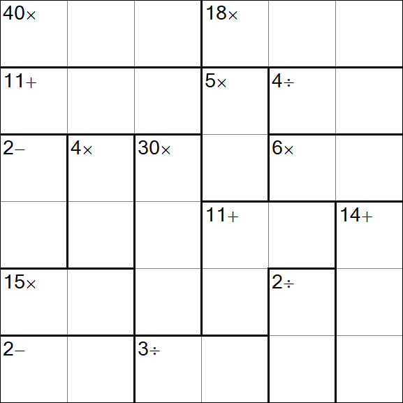 Calcudoku - Difficile