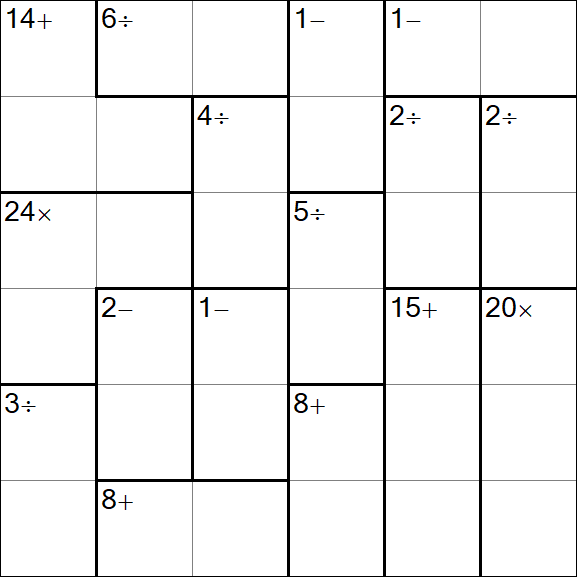 Calcudoku - Difficile