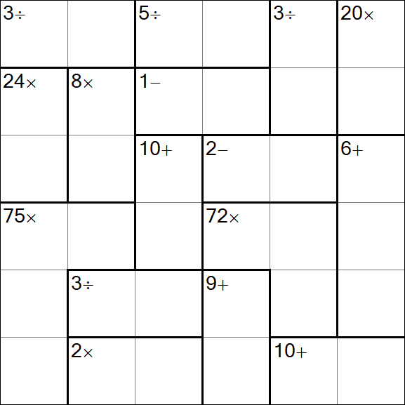 Calcudoku - Difficile