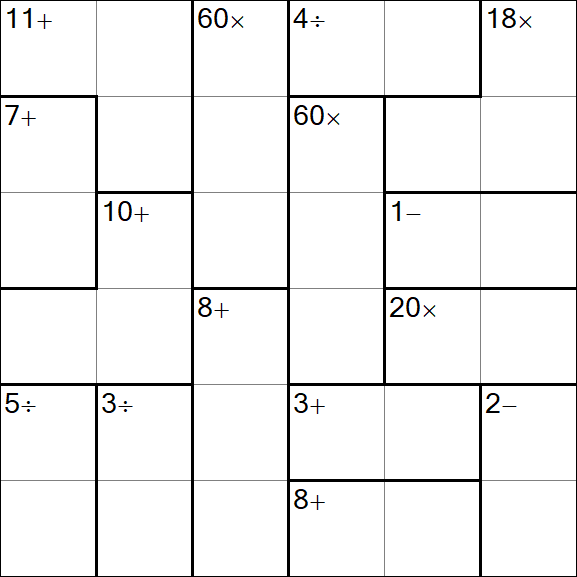 Calcudoku - Difficile
